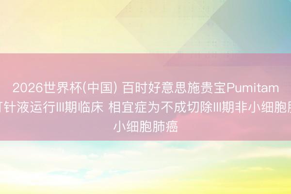 2026世界杯(中国) 百时好意思施贵宝Pumitamig打针液运行III期临床 相宜症为不成切除III期非小细胞肺癌
