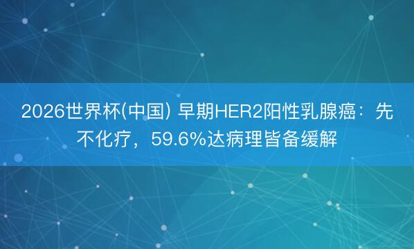 2026世界杯(中国) 早期HER2阳性乳腺癌：先不化疗，59.6%达病理皆备缓解