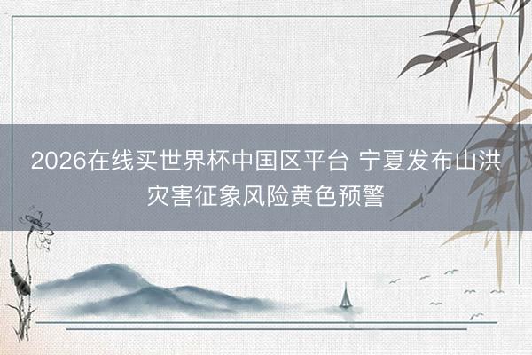 2026在线买世界杯中国区平台 宁夏发布山洪灾害征象风险黄色预警