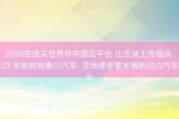 2026在线买世界杯中国区平台 比亚迪王传福谈 23 年前收购秦川汽车: 见地便是要发展新动力汽车