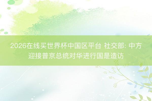 2026在线买世界杯中国区平台 社交部: 中方迎接普京总统对华进行国是造访