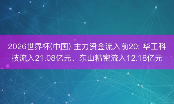 2026世界杯(中国) 主力资金流入前20: 华工科技流入21.08亿元、东山精密流入12.18亿元