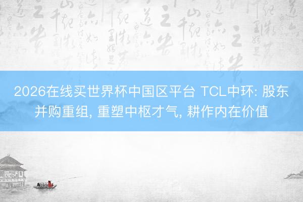 2026在线买世界杯中国区平台 TCL中环: 股东并购重组， 重塑中枢才气， 耕作内在价值
