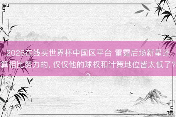 2026在线买世界杯中国区平台 雷霆后场新星还算相比努力的， 仅仅他的球权和计策地位皆太低了?
