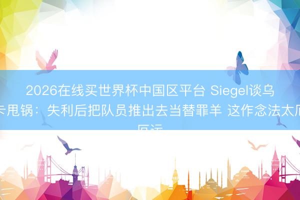 2026在线买世界杯中国区平台 Siegel谈乌度卡甩锅：失利后把队员推出去当替罪羊 这作念法太厄运