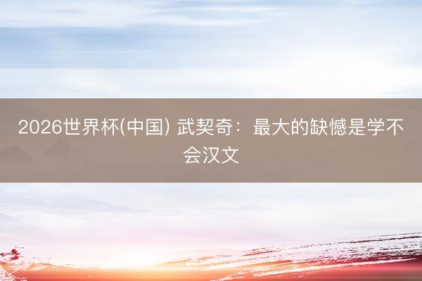 2026世界杯(中国) 武契奇：最大的缺憾是学不会汉文