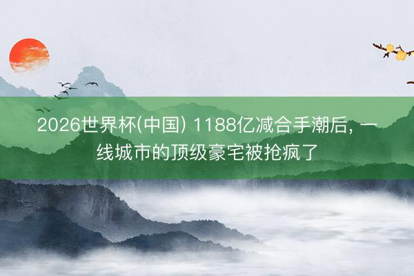 2026世界杯(中国) 1188亿减合手潮后， 一线城市的顶级豪宅被抢疯了