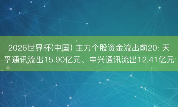 2026世界杯(中国) 主力个股资金流出前20: 天孚通讯流出15.90亿元、中兴通讯流出12.41亿元