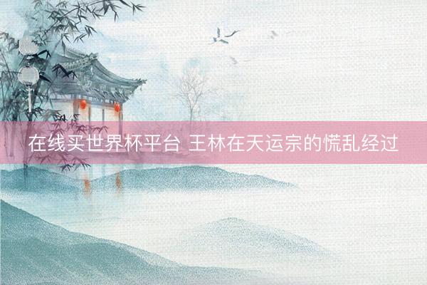 在线买世界杯平台 王林在天运宗的慌乱经过