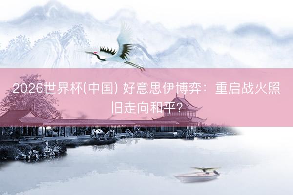 2026世界杯(中国) 好意思伊博弈:重启战火照旧走向和平?