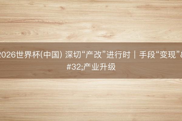 2026世界杯(中国) 深切“产改”进行时｜手段“变现” 产业升级