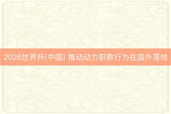 2026世界杯(中国) 推动动力职教行为在国外落地