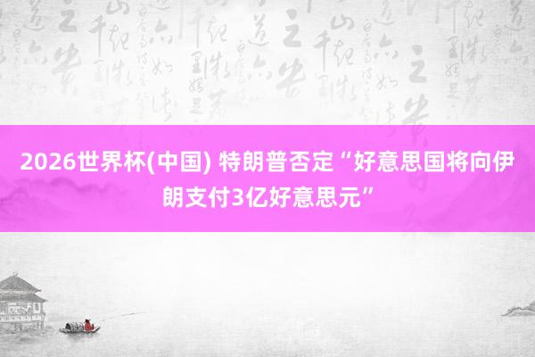 2026世界杯(中国) 特朗普否定“好意思国将向伊朗支付3亿好意思元”